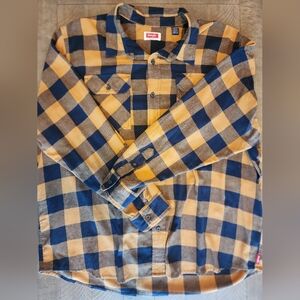 Wrangler Navy and Mustard Checkered Shirt